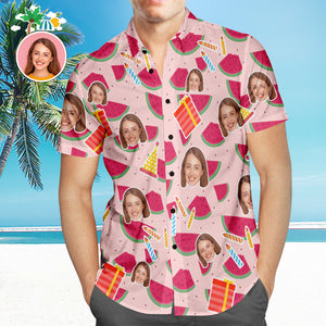 Custom Photo Hawaiian Shirt Couple Wears Personalized Face Hawaiian Shirt Gift Melons