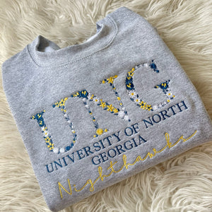 College Floral Letter Embroidered Sweatshirt | Embroidery Sorority Gift Greek Letter Sweatshirt | Family & Friend | SHIPS FROM USA!