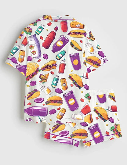 Women's Taco Short Sleeve Satin Pajama Set