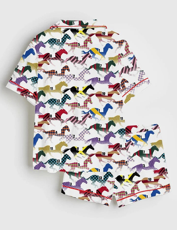 Women’s Western Kentucky Derby 151st Run For The Horse Print Short Sleeve Satin Pajama Set
