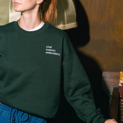 Custom Embroidered Sweatshirt - Unisex Personalised Soft Pullover for Him and Her - Premium Text Embroidery on Left Chest