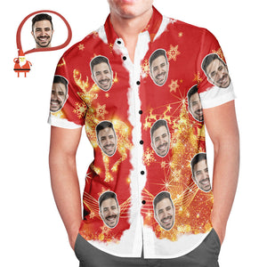 Men's Custom Face Merry Christmas Personalized Hawaiian Shirt Christmas Gift