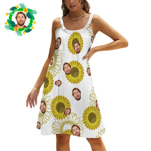 Custom Face Beach Sling Skirt Women Summer Long Skirt Sexy Seaside Vacation Dress Sunflower