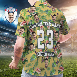 Custom Printed Hawaiian Shirt for Fans Personalized Face and Text Hawaiian Shirt Gift for fans - Leaves & Flowers