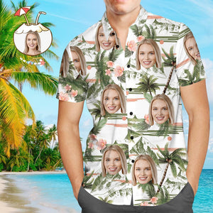 Custom Face Personalized Hawaiian Shirt All Over Print Coconut Tree