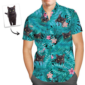 Custom Hawaiian Shirts Black Cat Personalized Aloha Beach Shirt For Men