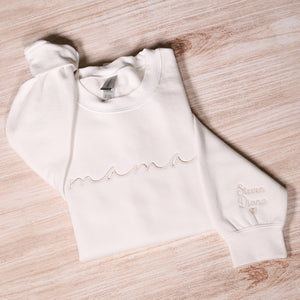 Personalized Mama Embroidered Sweatshirt With Kids Names Sleeve, Custom Mom Hoodie, Baby Reveal Outfit, New Mom Clothing, Mothers Day Gifts