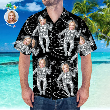 Custom Face Hawaiian Shirt Personalized Hawaiian Shirt Space Pattern Short-Sleeve Shirt
