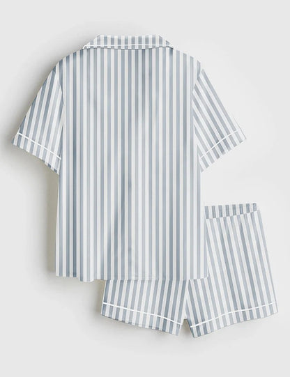 Women's Stripe Short Sleeve Satin Pajama Set
