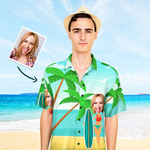 Custom Face Men's Hawaiian Shirt Vacation Surfing