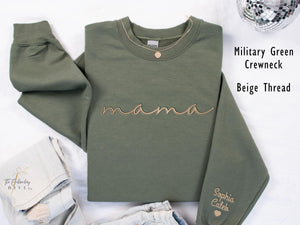 Embroidered Personalized Mama Sweatshirt, Mother's Day Gift, New Mom Gift, Minimalist Cool Mom Sweater, Women 124