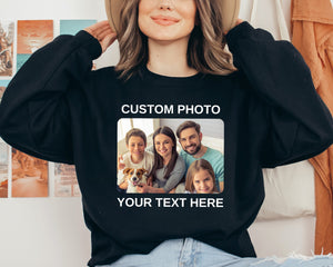 Custom Photo Sweatshirt with Your Text, Personalized Picture Hoodie,Perfect for Mother's Day,Custom Graphic Sweater,Custom Logo Sweatshirt