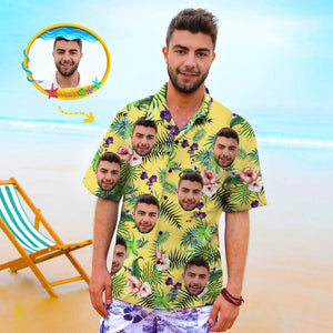 Custom Photo Hawaiian Shirt Couple Outfit Parent-child Wears Personalised Face Hawaiian Shirt Gift Fashion Apparel