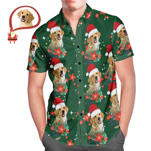 Men's Custom Photo Christmas Hawaiian Shirts Christmas Gift for Pet Lovers