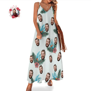 Custom Face Sling Hawaiian Style Long Dress - Paradise