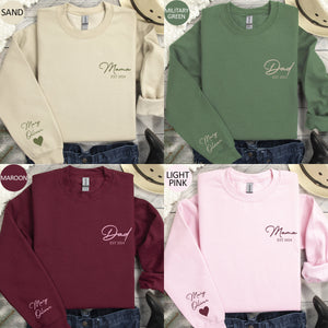 Custom Matching Dad and Mama Sweatshirt Matching Colors Mom and Dad Hoodie Personalized Mama Sweater With Kids Names Custom Dad Crewneck