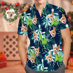 Black Friday Custom Hawaiian Shirt with Face Custom Dog Face Hawaiian Shirt Leaves Tropical Shirts for Christmas