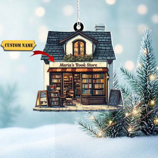 2D FLAT Customized Book Store Bookish Ornament Bookstore Flat Ornament For Book, Ornament Decoration, Ornament For Gift, Ornament Christmas