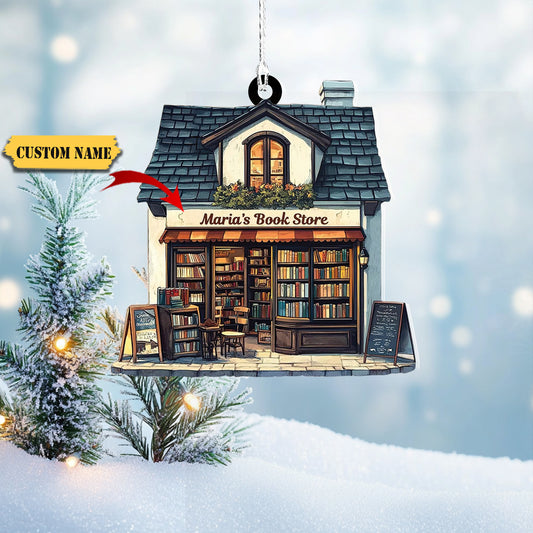 2D FLAT Customized Book Store Bookish Ornament Bookstore Flat Ornament For Book, Ornament Decoration, Ornament For Gift, Ornament Christmas