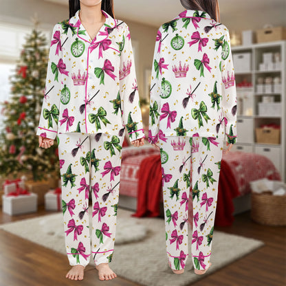Elegant Christmas Pajama Set – Cute Bow and Ornament Pajamas | Holiday Sleepwear, Pajama Gift Set, Girl Pajamas, Cozy Pajamas for My Love, Christmas Pajamas for Women HPRPJMADL-05