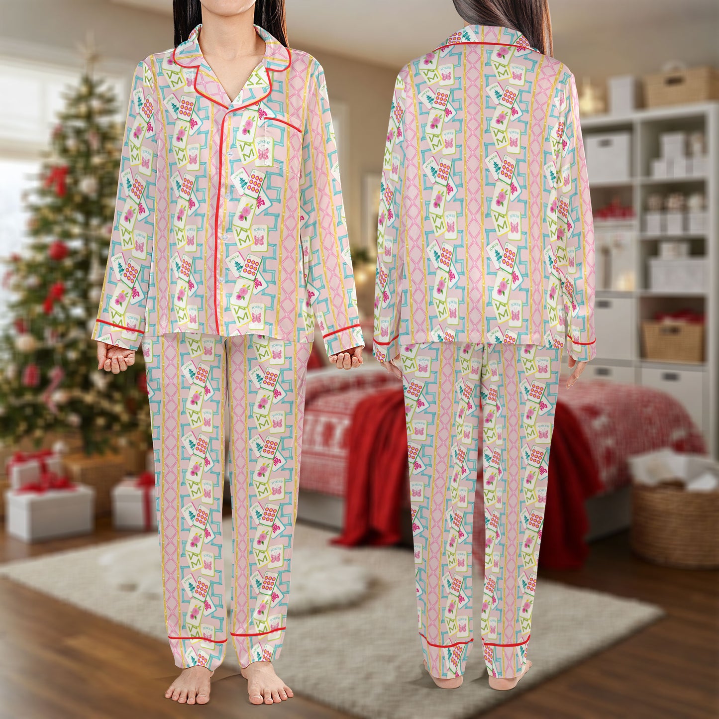 Sweet Candy Christmas Pajama Set – Cute Pastel Pajamas | Cozy Pajama Gift Set, Girl Pajamas, Holiday Sleepwear, Cute Pajamas for My Love, Christmas Pajamas for Women HPRPJMADL-10