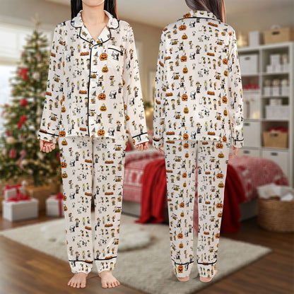 Halloween Party Pajama Set – Cute Pumpkin and Ghost Pajamas | Cozy Pajama Gift Set, Girl Pajamas, Fall Sleepwear, Cute Pajamas for My Love, Halloween Pajamas for Women HPRPJMADL-13