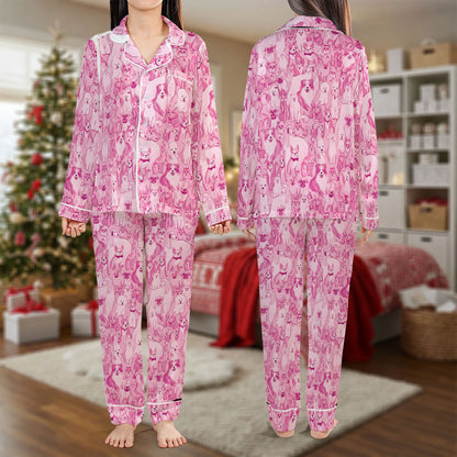 Cute Pink Dog Pajama Set – Cozy Christmas Pajamas | Pajama Gift Set, Girl Pajamas, Holiday Sleepwear, Cute Pajamas for My Love, Winter Pajamas for Women HPRPJMADL-17