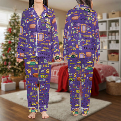 Friends TV Show Pajama Set – Purple Retro Pajamas | Cozy Pajama Gift Set, Cute Pajamas for My Love, Family Pajamas for Women, Men, Kids & Youth HPRPJMADL-23
