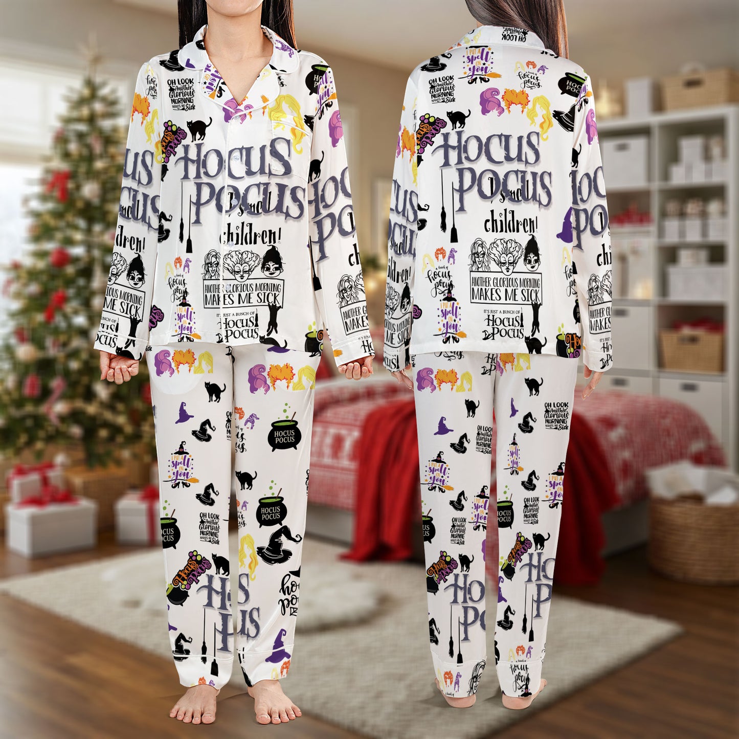 Hocus Pocus Pajama Set – Funny Halloween Pajamas | Cozy Pajama Gift Set, Cute Pajamas for My Love, Family Pajamas for Women, Men, Kids & Youth HPRPJMADL-24