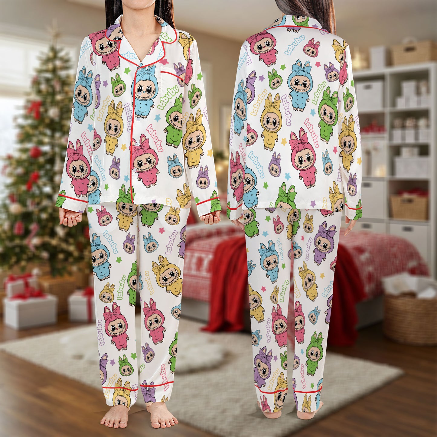 Cute Cartoon Animal Pajama Set – Colorful Bunny Print Pajamas | Cozy Pajama Gift Set, Cute Pajamas for My Love, Family Pajamas for Women, Men, Kids & Youth HPRPJMADL-25