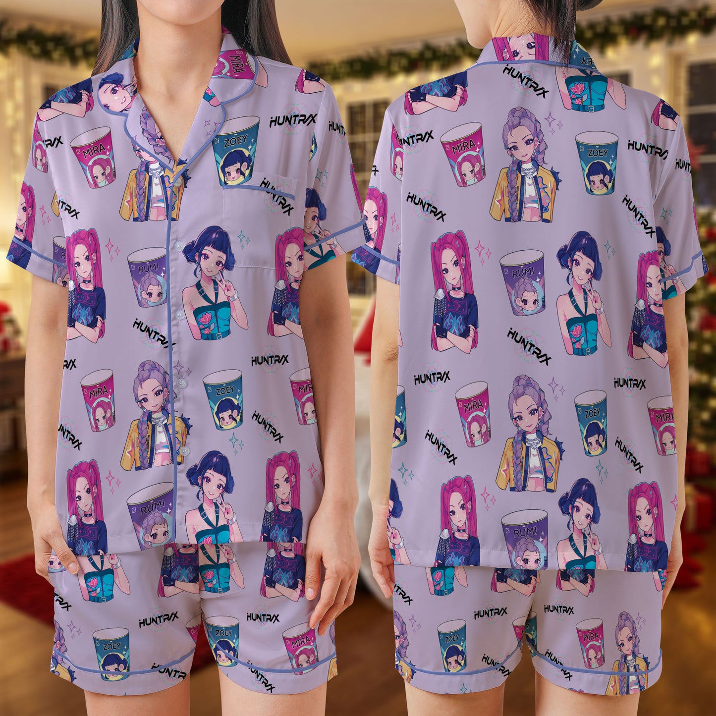 Anime Girl Short Pajama Set – Cute Cartoon Pajamas | Cozy Summer Sleepwear Gift Set for Women, Men, Kids & Youth, Fun Pajama Gift for My Love HPRPJMADS-01