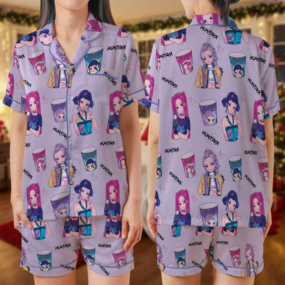 Anime Girl Short Pajama Set – Cute Cartoon Pajamas | Cozy Summer Sleepwear Gift Set for Women, Men, Kids & Youth, Fun Pajama Gift for My Love HPRPJMADS-01