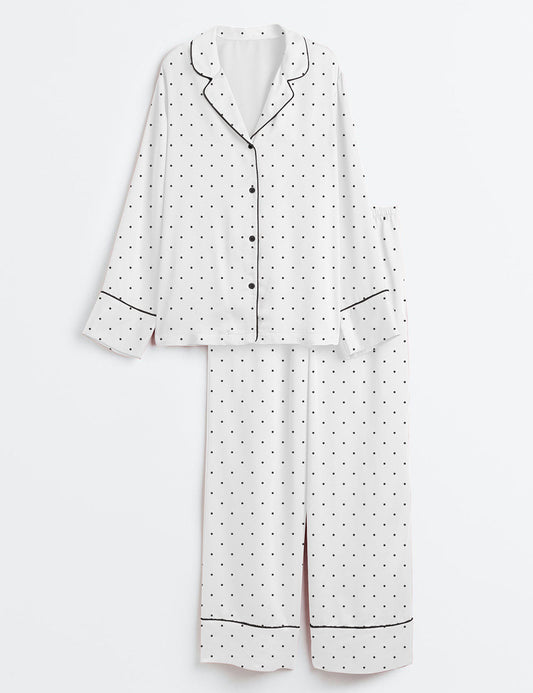 Women's Polka Dot Long Sleeve Satin Pajama Set