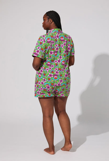 BedHead X Trina Turk Garden Floral Short Sleeve Classic Shorty Stretch Jersey PJ Set