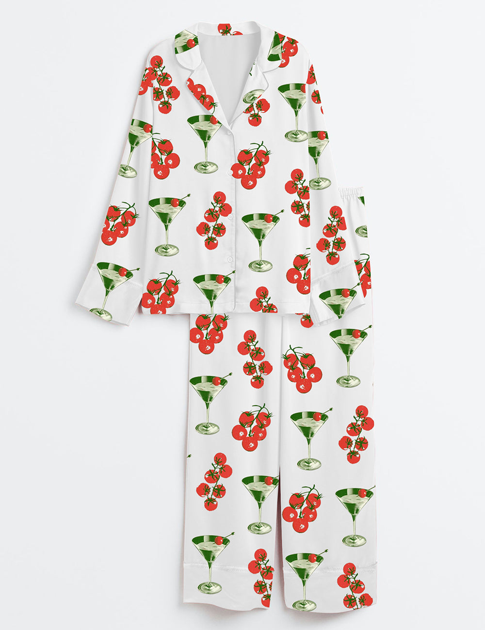 Women’s Tomato Girl Summer Tomato Cocktail Long Sleeve Satin Pajama Set