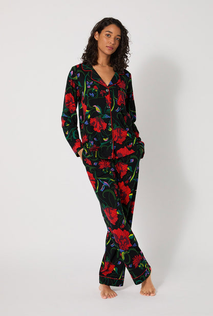 BedHead X Trina Turk Haute Floral Long Sleeve Classic Stretch Jersey Pj Set