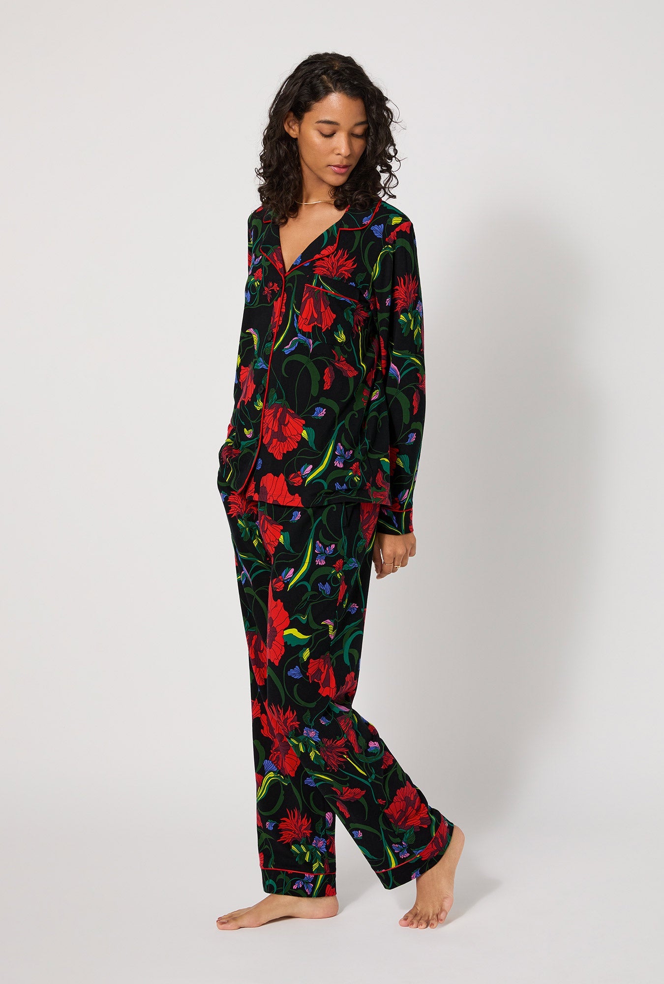 BedHead X Trina Turk Haute Floral Long Sleeve Classic Stretch Jersey Pj Set