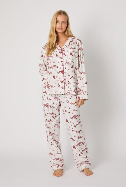 Alpine Toile Long Sleeve Classic Woven Portuguese Flannel PJ Set