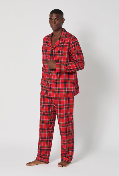 BedHead X Mr. Turk Christmas Plaid Men's Long Sleeve Classic Woven Portuguese Flannel PJ Set