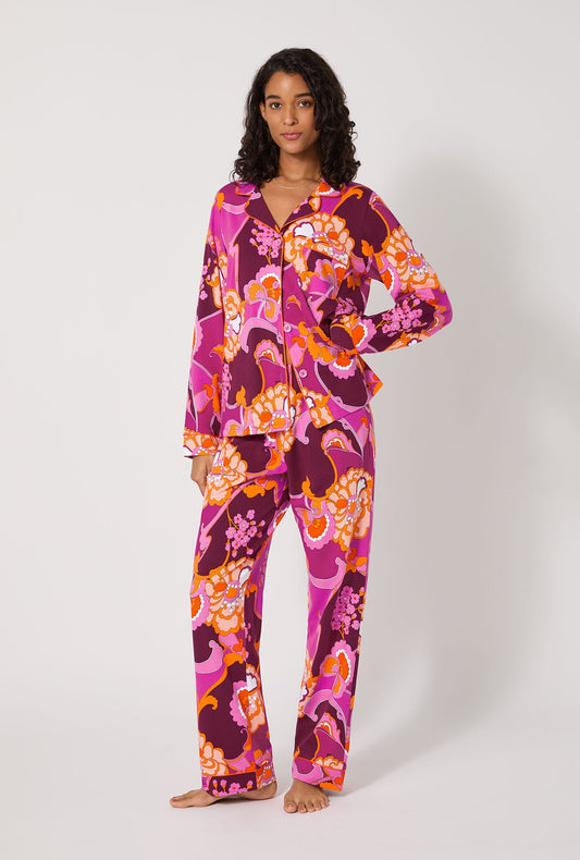 BedHead X Trina Turk Apache Plume Long Sleeve Classic Stretch Jersey Pj Set