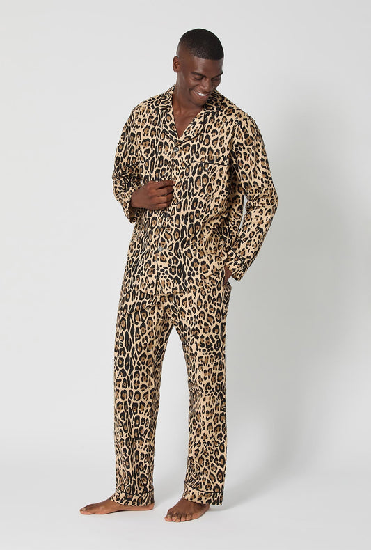 BedHead X Mr. Turk Jaguar Stripe  Men's Short Sleeve Classic Woven Cotton Poplin Pj Set