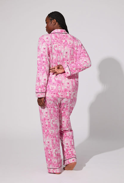 Paw-fectly Pink Long Sleeve Classic Stretch Jersey PJ Set
