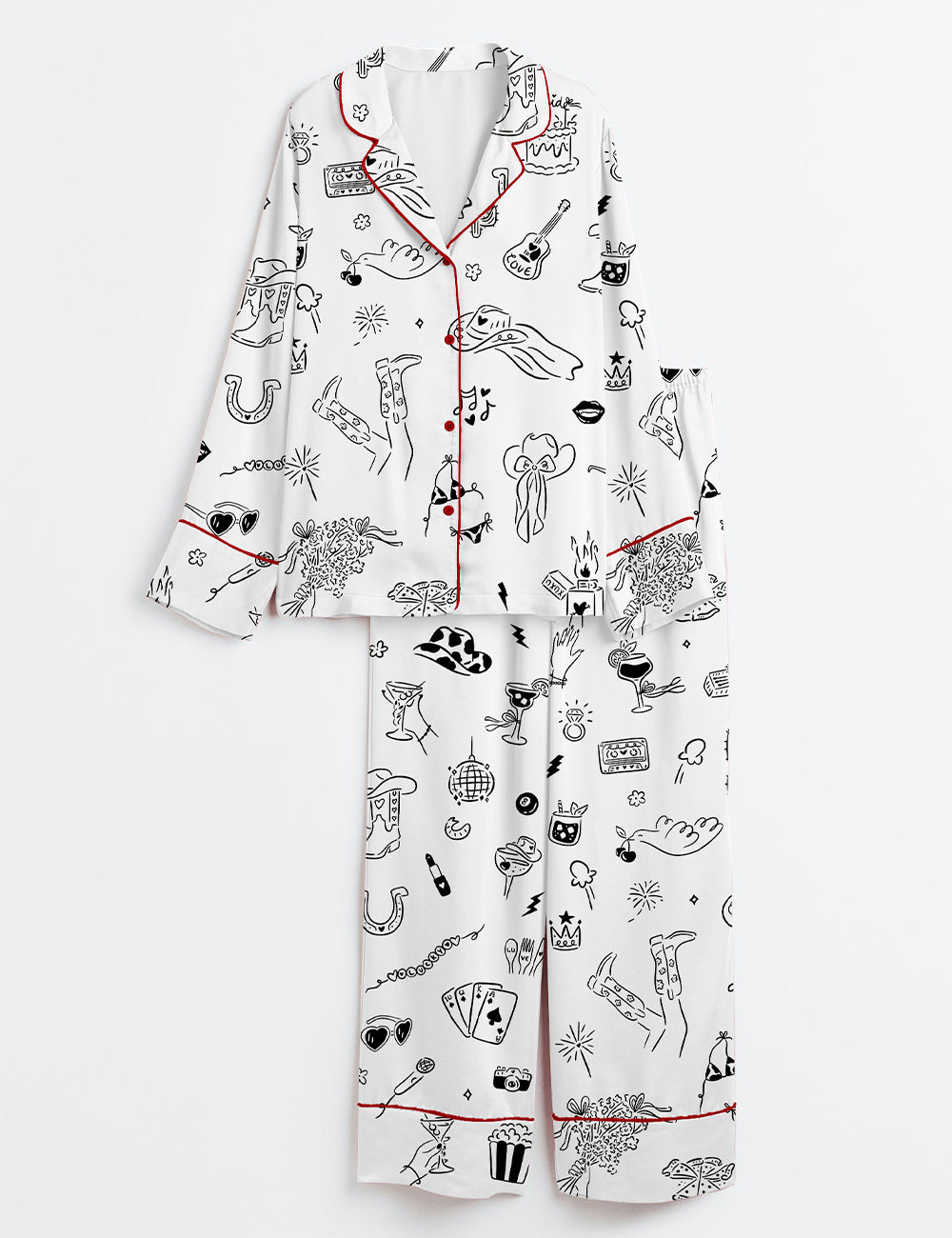 Women's Western Cowgirl Bachelorette Party Long Sleeve Satin Pajama Set