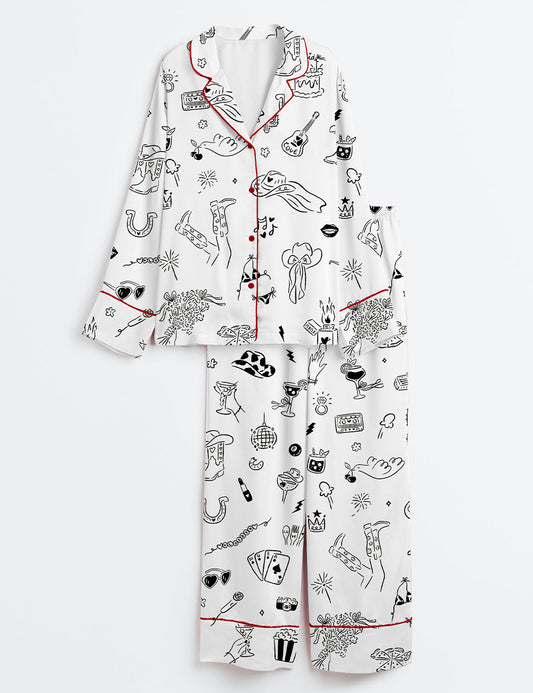 Women's Western Cowgirl Bachelorette Party Long Sleeve Satin Pajama Set