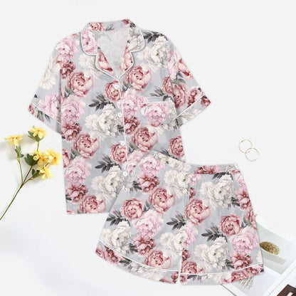 GEWSEY Womens Pajamas Set Summer Short Sleeve Pjs Button Down Loungewear Soft Sleepwear (Pink, S)