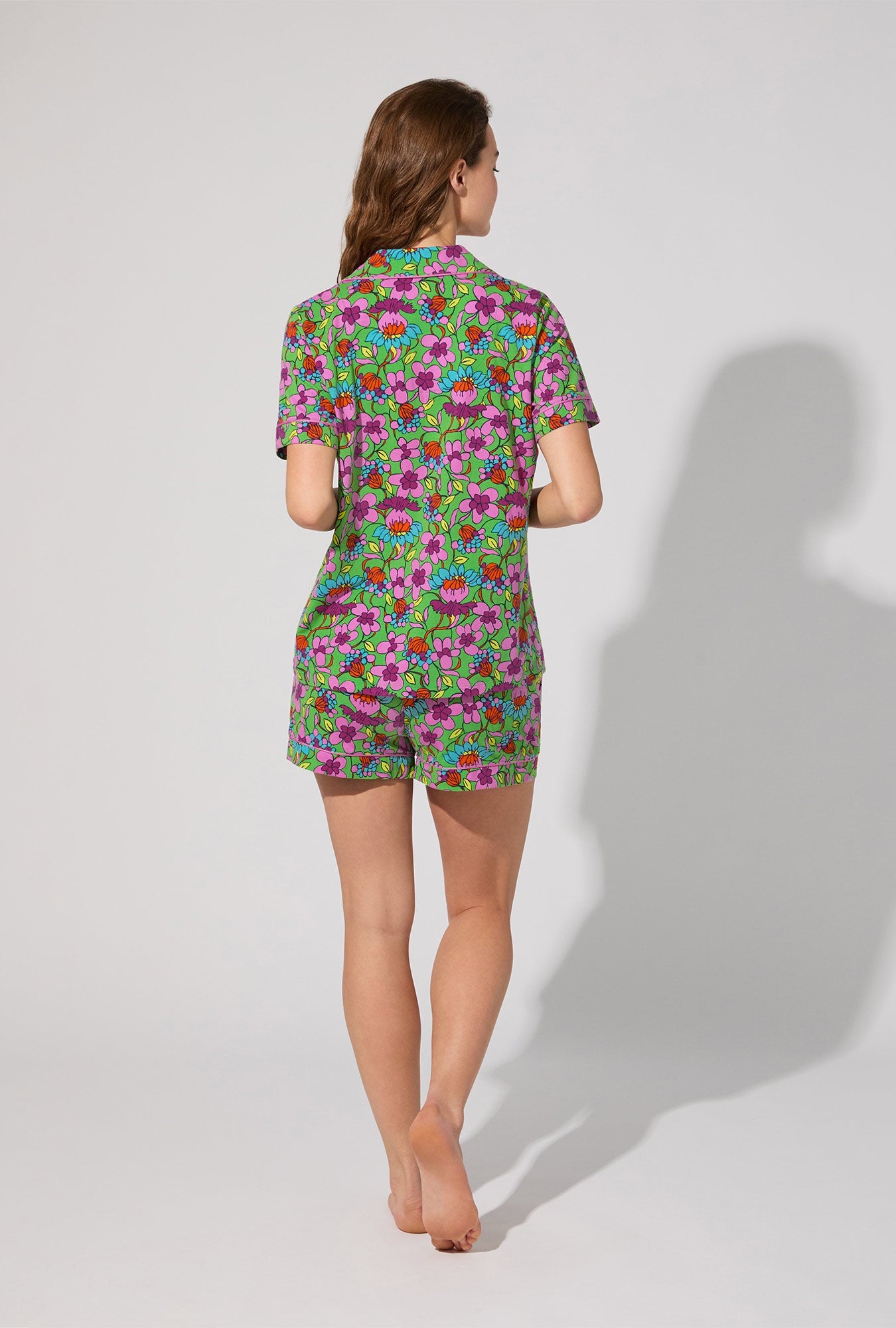 BedHead X Trina Turk Garden Floral Short Sleeve Classic Shorty Stretch Jersey PJ Set