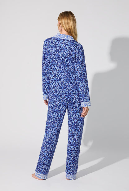 Bloomscape Blue Long Sleeve Classic Stretch Jersey PJ Set