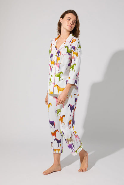 Equestrian Parade 3/4 Sleeve Classic Stretch Jersey Cropped PJ Set