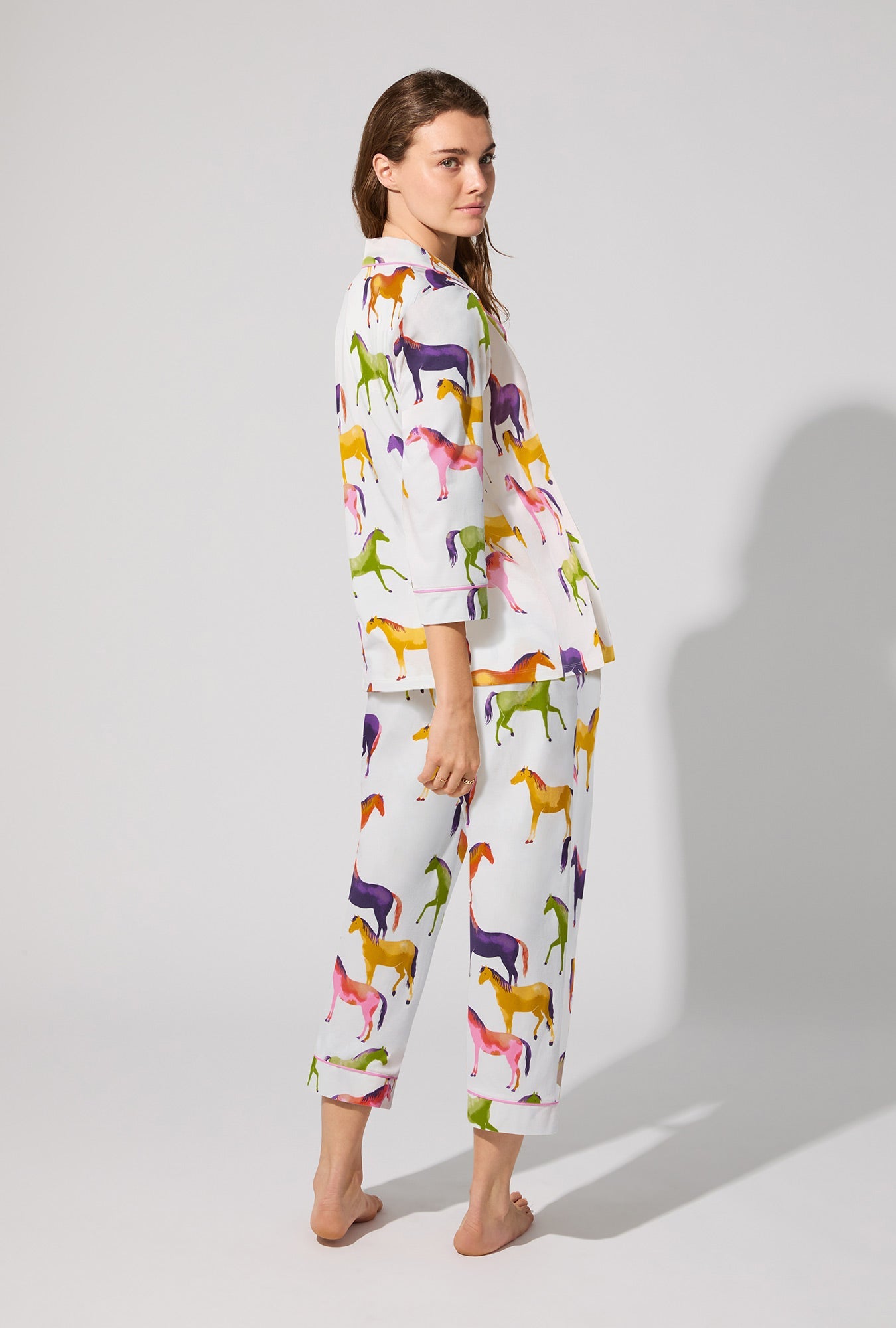 Equestrian Parade 3/4 Sleeve Classic Stretch Jersey Cropped PJ Set