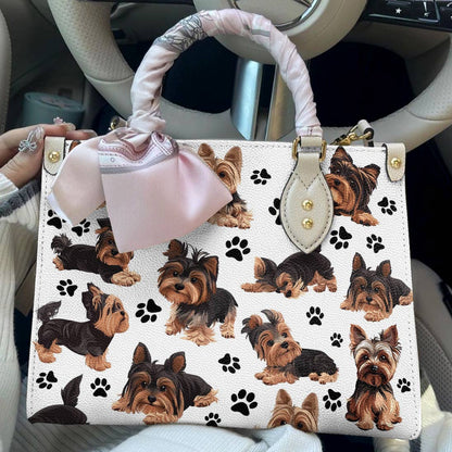 Yorkie Leather Bag Yorkie Love All Over
